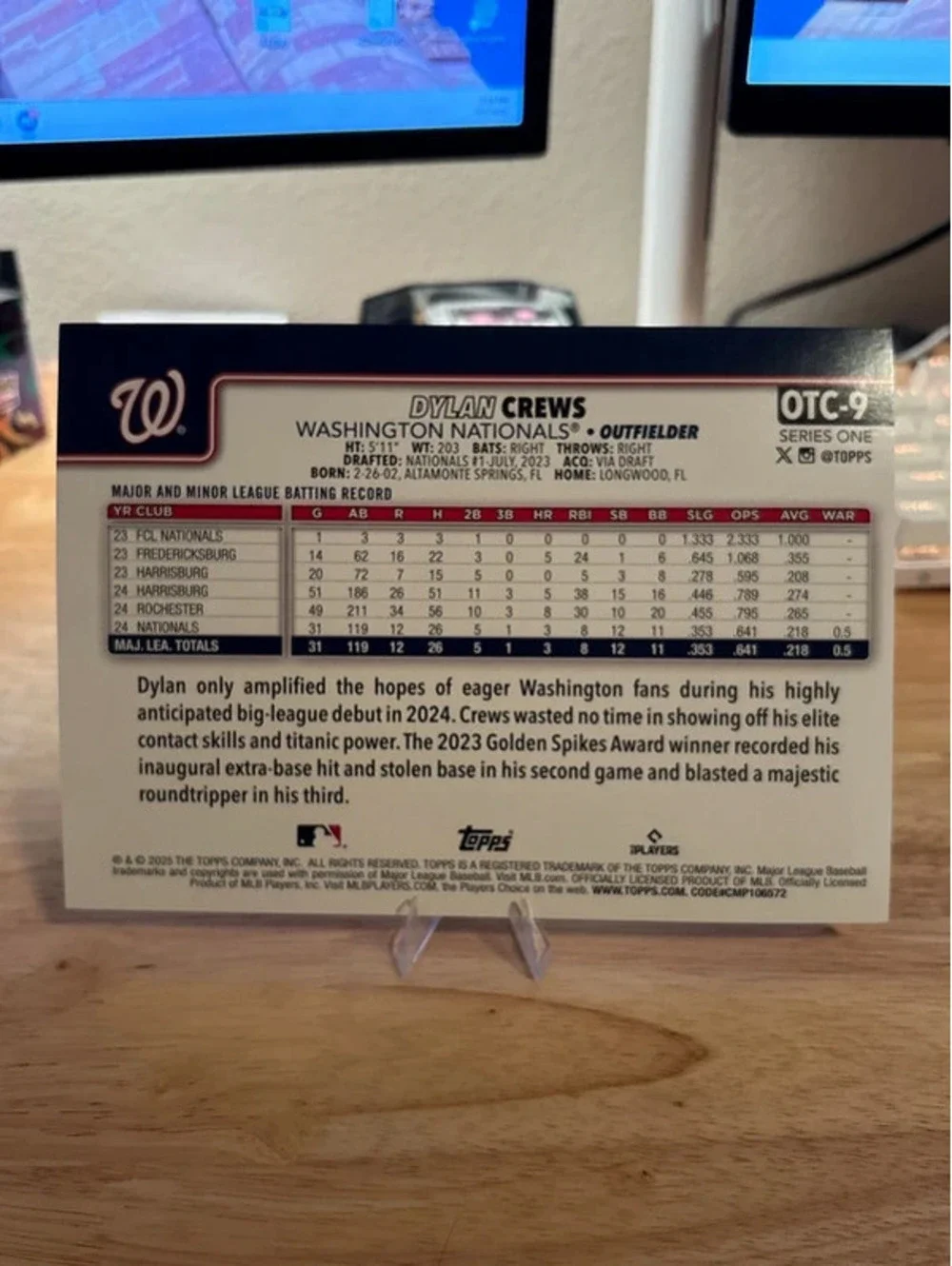 Dylan Crews RC Jumbo Oversized OTC-9 2025 Topps Companion Card Image Variation